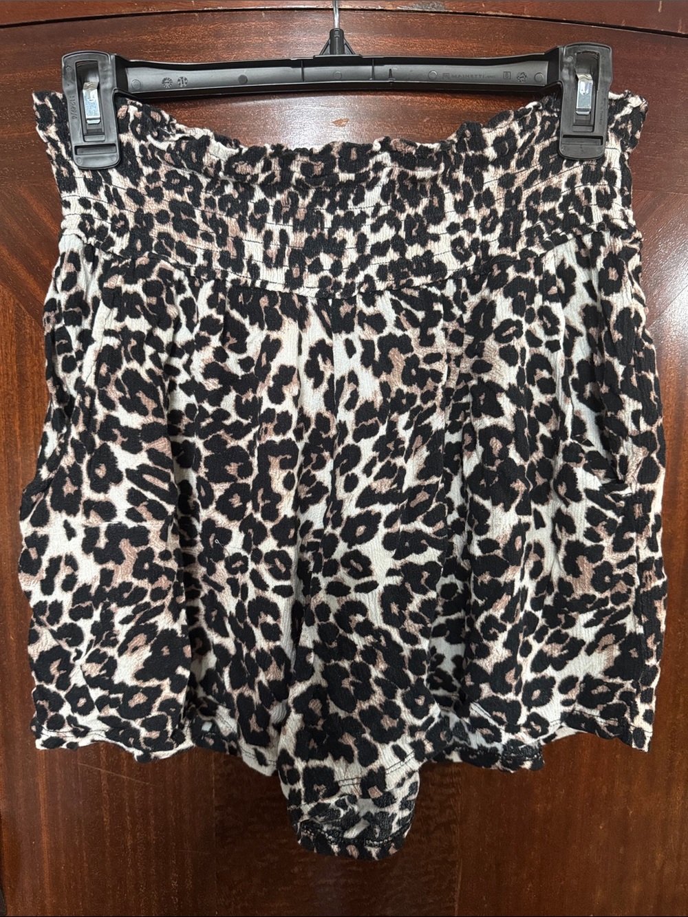 Three Dots Leopard Print Smocked Waist Shorts